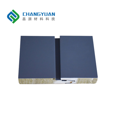 Building Exterior Wall Rock Wool Sandwich Panel With Pu Edge Sealing Long Lasting Performance