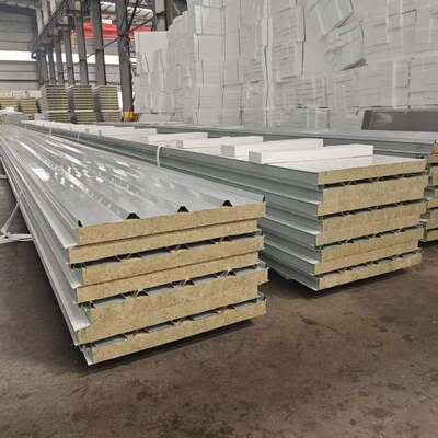 Rockwool Roof Sandwich Panel with 12 Meters Length, 0.035 W/m·K Thermalconductivity and Grade A Fireproof for Energy Insulation
