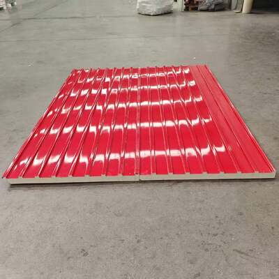 Decorative pu sandwich fireproof roofing panels Exterior metal roof cladding panels Great wall sandwich panels