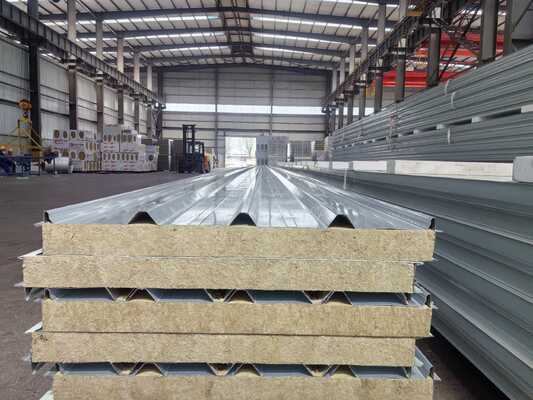 Rockwool Roof Sandwich Panel with 12 Meters Length, 0.035 W/m·K Thermalconductivity and Grade A Fireproof for Energy Insulation