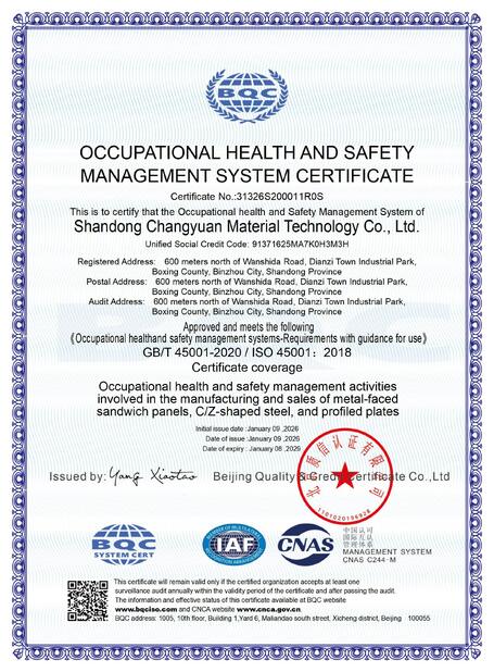 China Shandong Changyuan Material Technology Co., Ltd. certification
